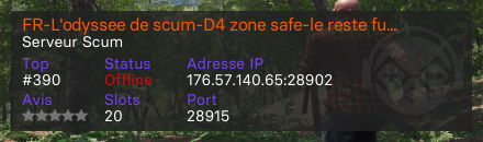 FR-L'odyssee de scum-D4 zone safe-le reste full PvP - Serveur Scum