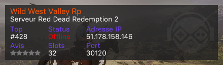 Wild West Valley Rp - Serveur Red Dead Redemption 2