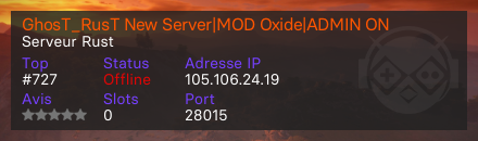 GhosT_RusT New Server|MOD Oxide|ADMIN ON - Serveur Rust
