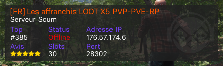 [FR] Les affranchis LOOT X5 PVP-PVE-RP - Serveur Scum