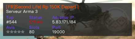 [FR]Second Life| Rp 150K Depart | - Serveur Arma 3