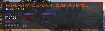 [FR] ADASTRA RÔLEPLAY ❗ |⛔SERIOUS RP⛔| ⚪WHITELIST⚪ | SCRIPTS INÉDITS https://discord.gg/XC3x4qg