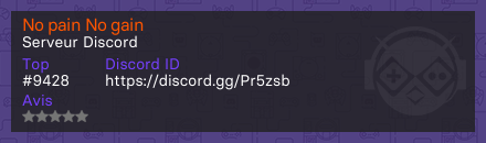 No pain No gain - Serveur Discord