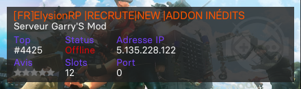 [FR]ElysionRP |RECRUTE|NEW |ADDON INÉDITS - Serveur Garry's mod