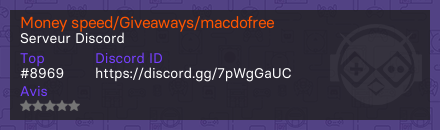Money speed/Giveaways/macdofree - Serveur Discord