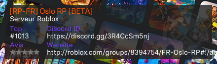 [RP-FR] Oslo RP [BETA] - Serveur Roblox