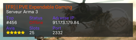 [FR] | PVE Expendable Gaming - Serveur Arma 3