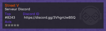 Street V  - Serveur Discord