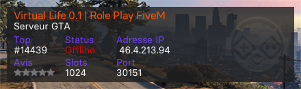 Virtual Life 0.1 | Role Play FiveM - Serveur GTA