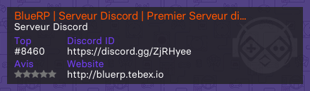 BlueRP | Serveur Discord | Premier Serveur discord Contrôler par les joueur - Serveur Discord