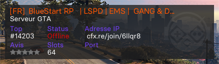 [FR]  BlueStart RP   | LSPD | EMS |  GANG & Drogues Inédit | Staff Actif