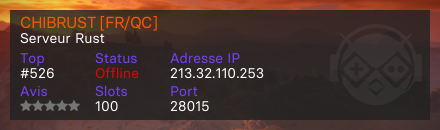 CHIBRUST [FR/QC] - Serveur Rust