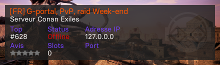 [FR] G-portal, PvP, raid Week-end - Serveur Conan Exiles