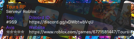 Tours RP - Serveur Roblox