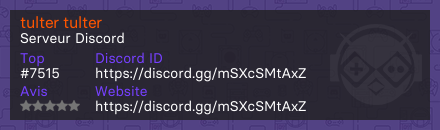 tulter tulter - Serveur Discord
