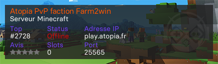 Atopia PvP faction Farm2win - Serveur Minecraft