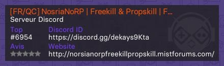 [FR/QC] NosriaNoRP | Freekill & Propskill | Fluide | Bitminer |ArmePerm | Recrute