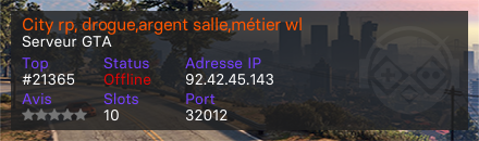 City rp, drogue,argent salle,métier wl - Serveur GTA