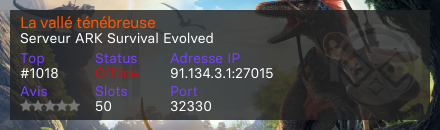 La vallé ténébreuse - Serveur ARK Survival Evolved