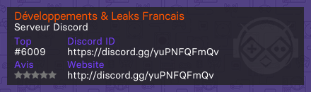 Développements & Leaks Francais - Serveur Discord