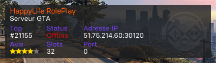 HappyLife RolePlay - Serveur GTA