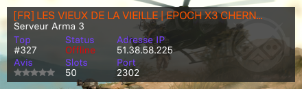 [FR] LES VIEUX DE LA VIEILLE | EPOCH X3 CHERNARUSREDUX | PVP/PVE - Serveur Arma 3