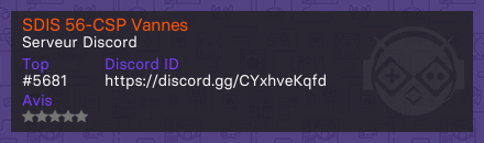 SDIS 56-CSP Vannes - Serveur Discord