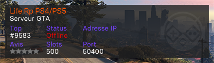 Life Rp PS4/PS5 - Serveur GTA