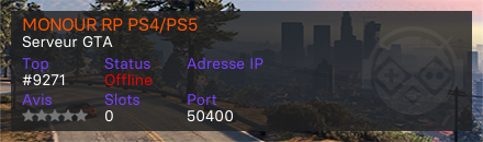MONOUR RP PS4/PS5 - Serveur GTA