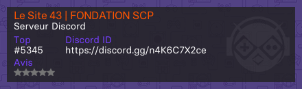 Le Site 43 | FONDATION SCP - Serveur Discord