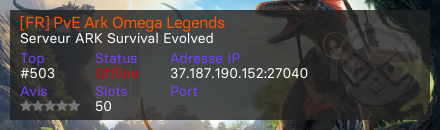 [FR] PvE Ark Omega Legends - Serveur ARK Survival Evolved