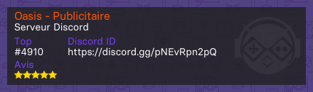 Oasis - Publicitaire - Serveur Discord