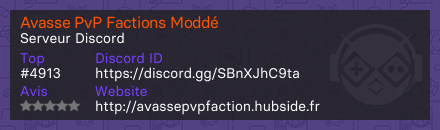 Avasse PvP Factions Moddé  - Serveur Discord
