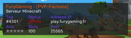 FuryGaming - [PVP-Factions] - Serveur Minecraft
