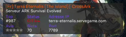 [Fr] Terra Eternalis [The Island] [ CrossArk ][PvE][Mods] - Serveur ARK Survival Evolved