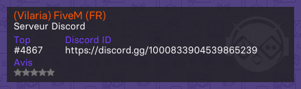 (Vilaria) FiveM (FR) - Serveur Discord