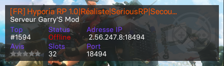 [FR] Hyporia RP 1.0|Réaliste|SeriousRP|Secours FR|RECRUTE - Serveur Garry's mod