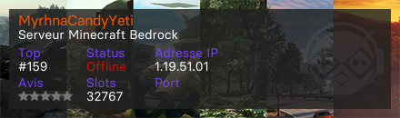 MyrhnaCandyYeti - Serveur Minecraft Bedrock