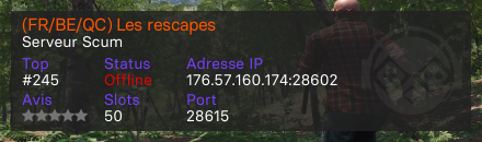 (FR/BE/QC) Les rescapes  - Serveur Scum