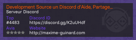 Development Source un Discord d'Aide, Partage & Host - Serveur Discord