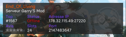 End_Of_Living - Serveur Garry's mod