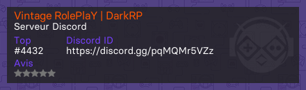 Vintage RolePlaY | DarkRP  - Serveur Discord