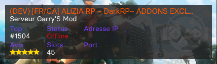 (DEV) [FR/CA] ALIZIA RP ~ DarkRP~ ADDONS EXCLUSIF Recrutement OFF