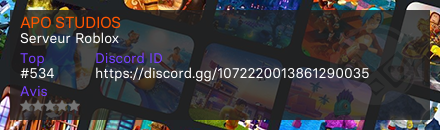APO STUDIOS - Serveur Roblox