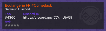 Boulangerie FR #ComeBack - Serveur Discord