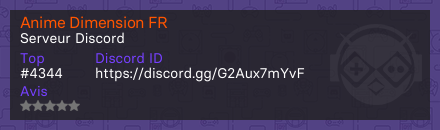 Anime Dimension FR - Serveur Discord