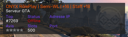 ONYX RôlePlay | Semi-WL | +16 | Staff +18