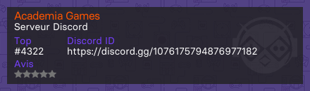 Academia Games - Serveur Discord