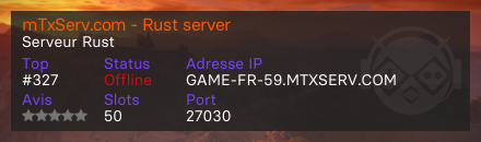 mTxServ.com - Rust server - Serveur Rust