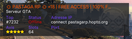 ☀ PASTAGA RP ☀ +18 | FREE ACCESS | 100% FRANÇAIS | NOUVEAU !
